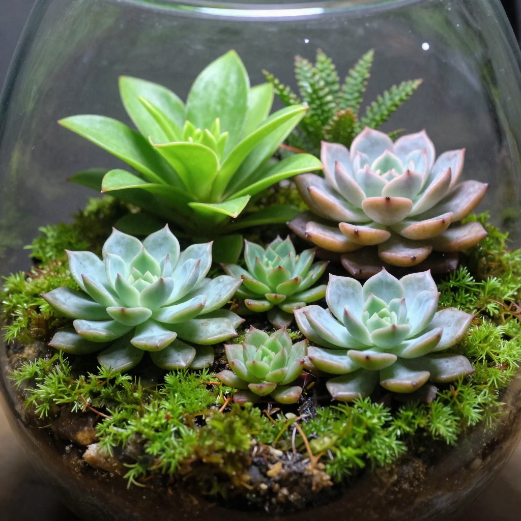 Living plant arrangements and terrariums